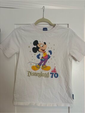 Disney White Kids Mickey 70th Anniversary Tee with Multicolor Graphic